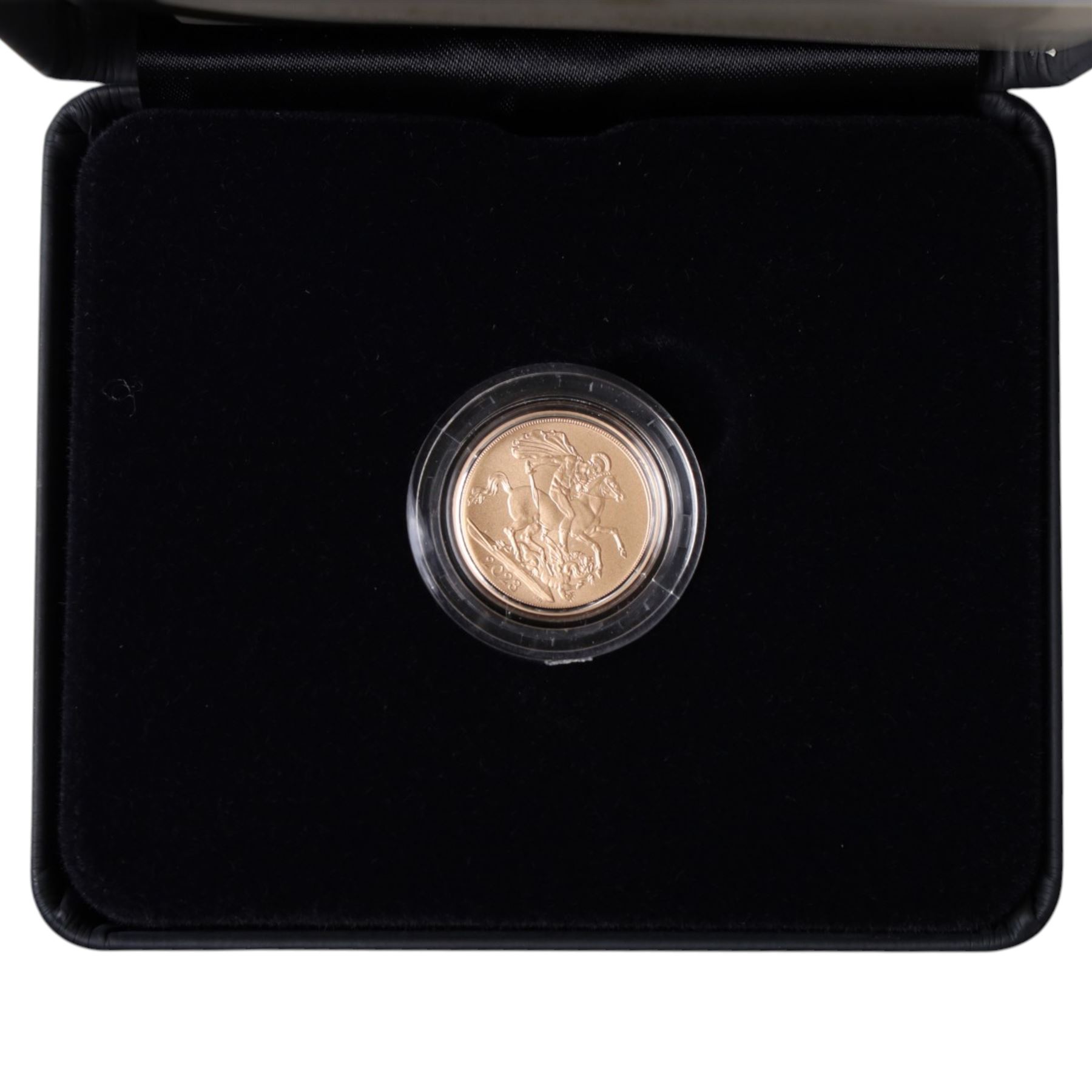 The Royal Mint United Kingdom 2023 'The 75th Birthday of His Majesty King Charles III Celebration' gold brilliant uncirculated full sovereign coin, struck on the day, from an edition of 750, cased and boxed with certificate