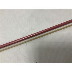 Zest full size pink violin, with a solid wood body and maple head, with matching pink bow and two further bows, in a hard case Length 60cm