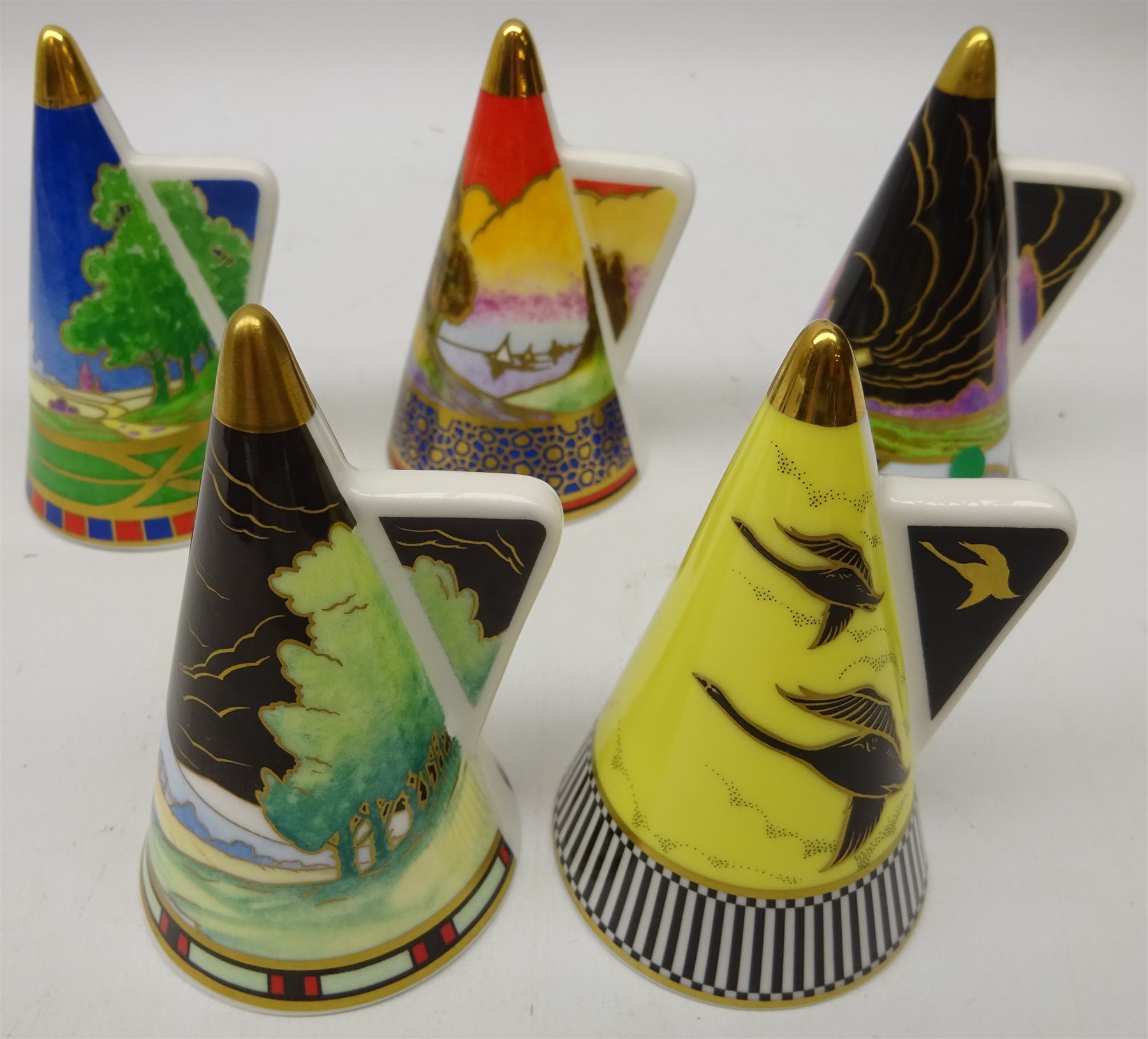 Five Royal Worcester 25th anniversary Collector's Society Art Deco