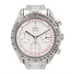  Omega Speedmaster Olympic Torino 2006 stainless steel automatic chronograph wristwatch, Cal. 3220, Ref. 3538.30.00, serial No. 59598629, on original stainless steel bracelet, boxed with international warranty card dated 2006