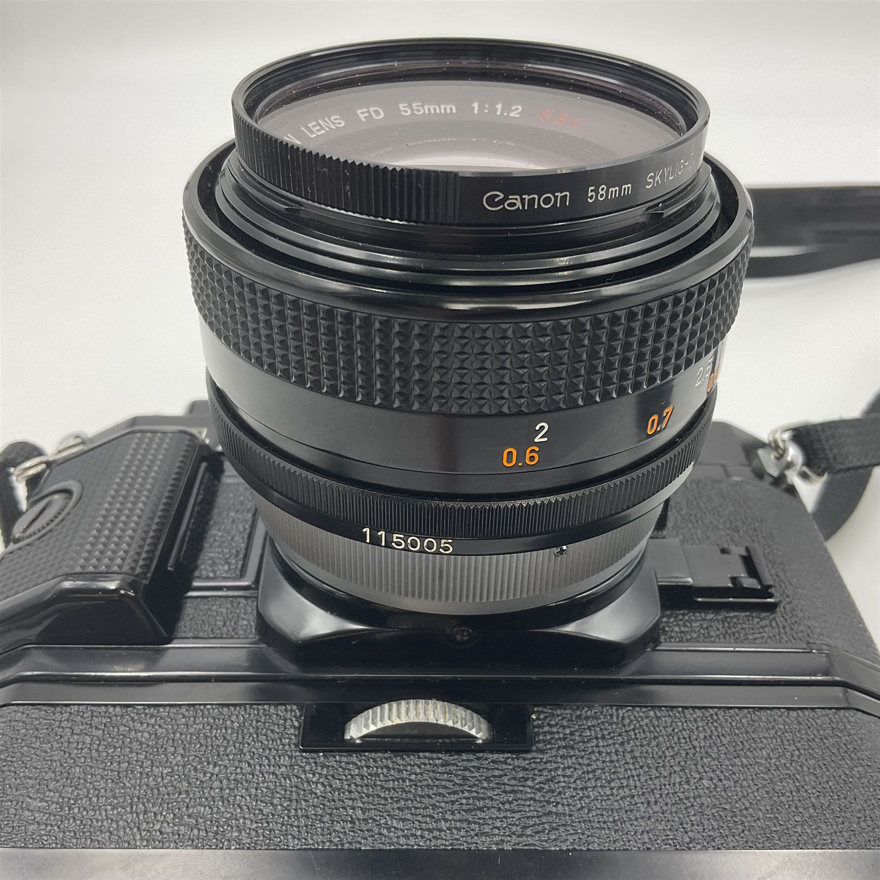 Canon A1 camera body, serial no 884847 with 'Canon FD 55mm 1;1.2 s.s.c