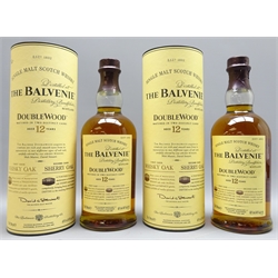  Balvenie 'DoubleWood' Single Malt Scotch Whisky, Aged 12 Years, 70cl, 40%vol, in tubes, 2 bottles  