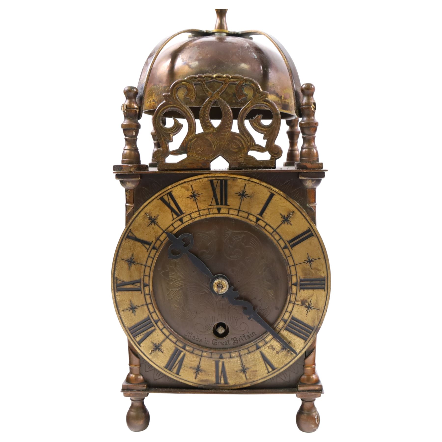 Early 20th century Smiths brass lantern clock, together with serval other mantel clocks