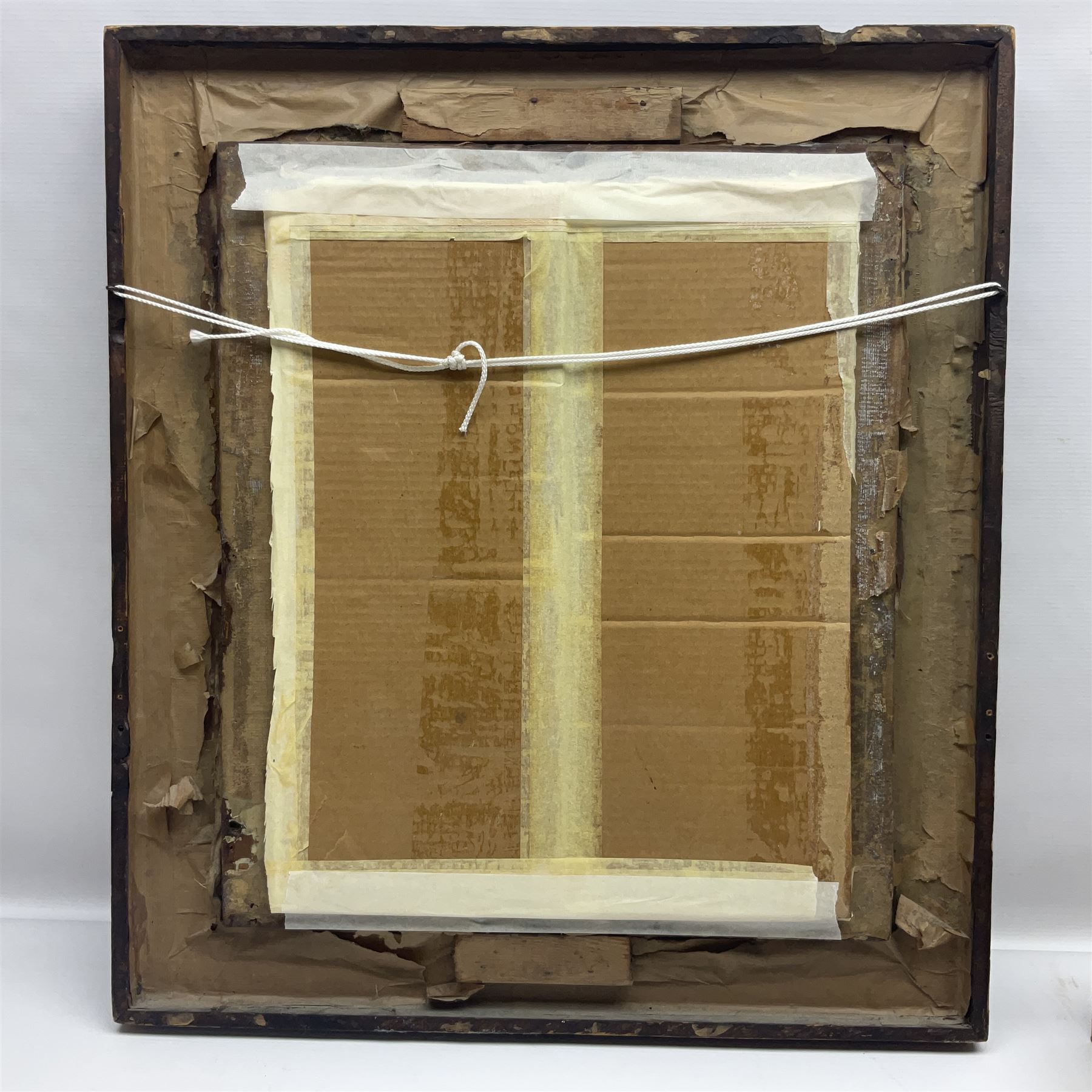 Floral tapestry in a mahogany frame, large collection of cigarette cards, framed tapestry, small microscope and a wooden correspondence box, frame H66cm