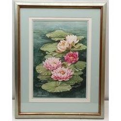 Bobbie Simmons (British late 20th century): 'Water Lily', watercolour signed, titled with label verso 42cm x 29cm