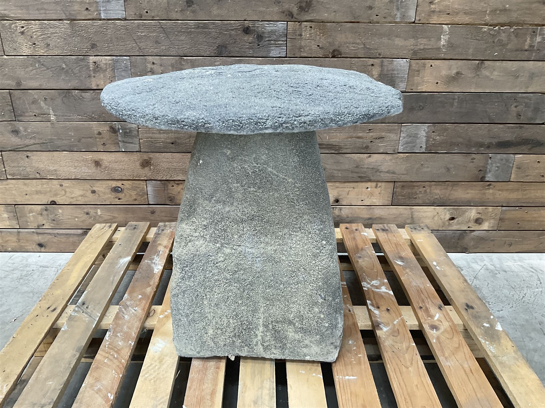 Large weathered cast stone garden staddle stone mushroom