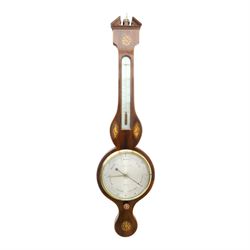 L. Solcha & Co. of Hull - 19th century Sheraton Revival mahogany wheel barometer, the swan...