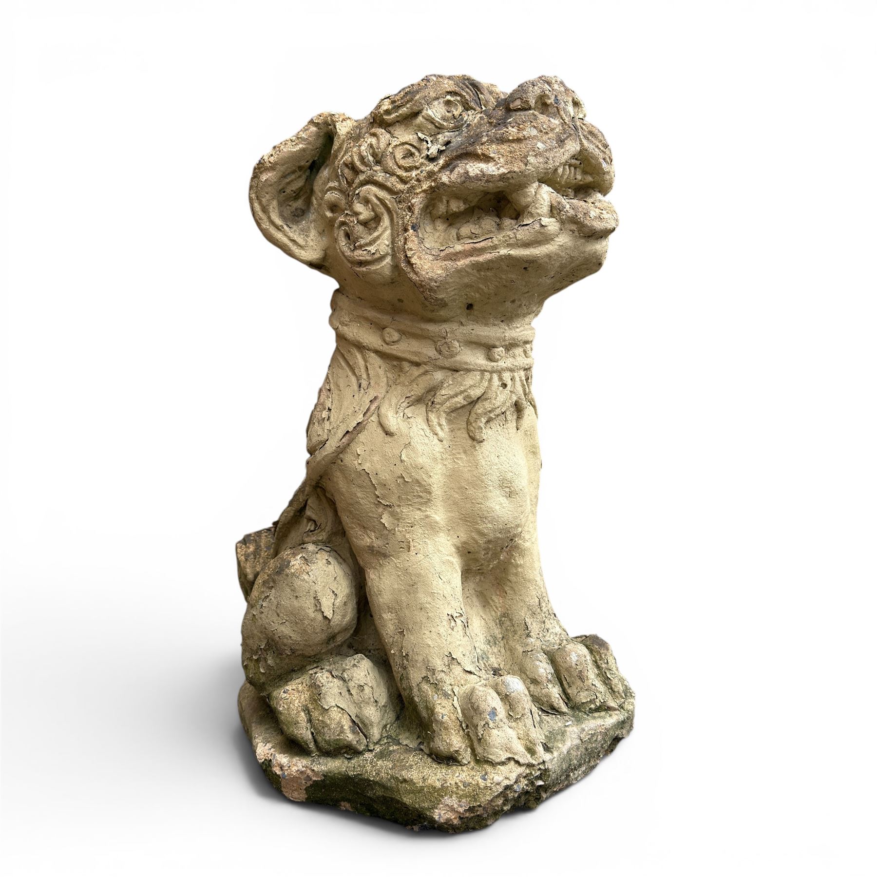 Pair of cast stone garden dogs of foo