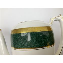 Coalport Athlone Green pattern tea wares, comprising coffee pot, seven coffee cans and saucers, milk jug, open sucrier, six tea cups and saucers, and six twin handled cups and saucers (42) 