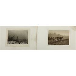 Frank Meadow Sutcliffe (British 1853-1941): 'Dinner Time' - Foulbriggs Field Lealholm Hall Farm, 19th century photographic print signed on the margin in pencil, with embossed border  15cm x 19.5cm; another similar mounted photograph of a Port scene (unframed) (2)