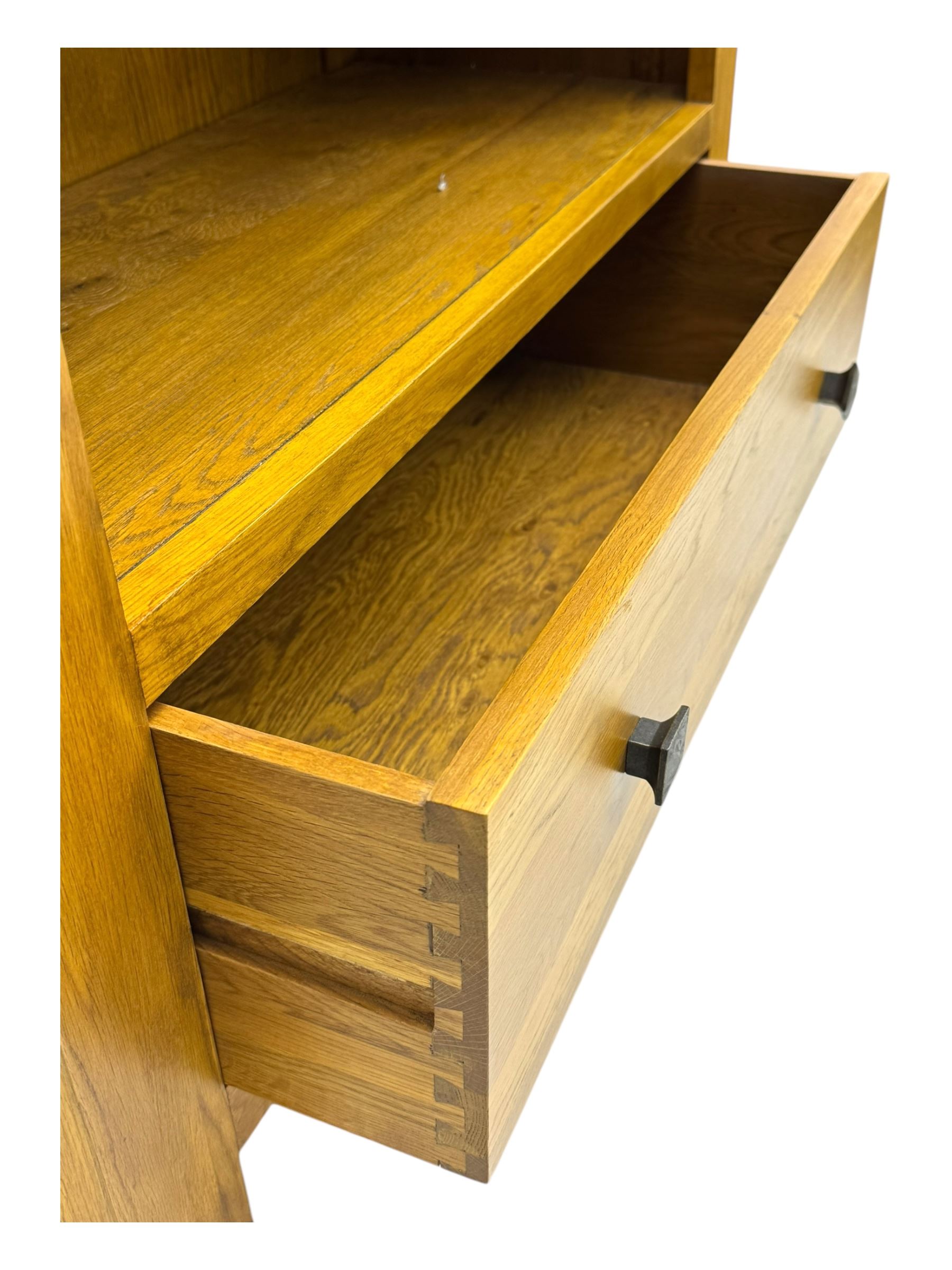 Oak Furnitureland, golden oak open bookcase fitted with single drawer
