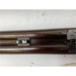 Midland Gun Company Birmingham & London 12-bore side-by-side box-lock non-ejector double barrel shotgun with 76cm damascus barrels, Prince of Wales style walnut stock with chequered grip and fore-end, top safety and engraved lock no.62160 L120cm overall; in scratch built baize lined wooden case. SHOTGUN CERTIFICATE REQUIRED.