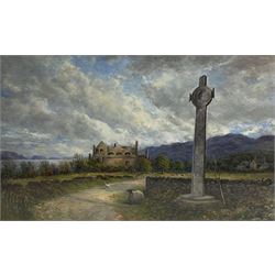 Attrib. Robert Houston RSW (Scottish 1891-1942): Maclean's Cross and Iona Nunnery, oil on canvas unsigned 75cm x 121cm 
Provenance: private collection; purchased by the vendor's father, a deceased art dealer, in Edinburgh, February 1989.