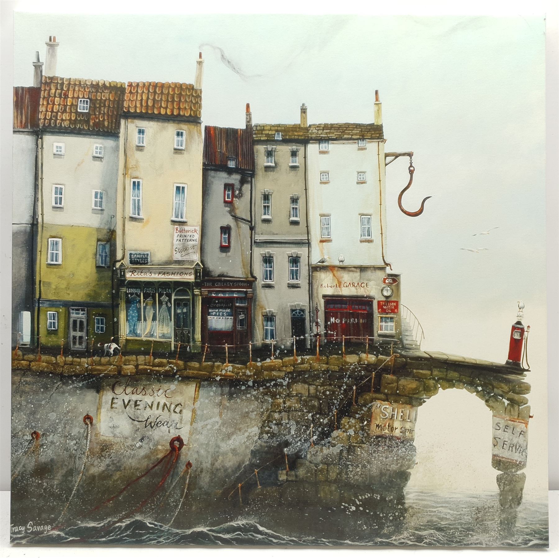 Tracy Savage (British 1963-): 'Half Day Closing', limited edition print on canvas signed titled and numbered 148/295 verso 75cm x 75cm (unframed)