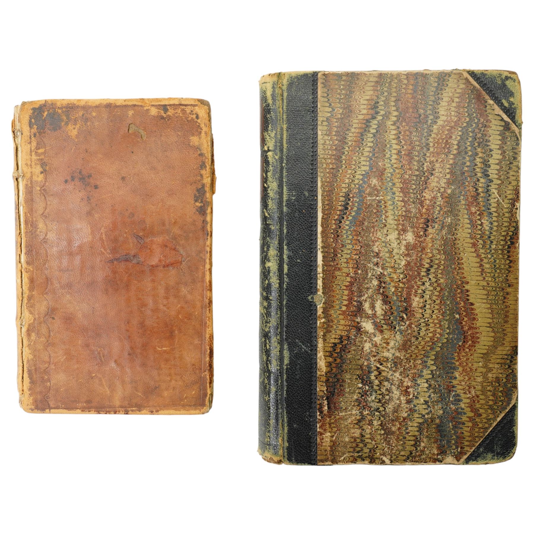 'The Daily Journal or the Gentleman's and Tradesman's complete Annual Accompt Book' published 1760 full calf and  a 19th century journal and note book, hand written with some scraps and cuttings etc in marble boards (2)