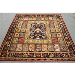  Square Persian rug, blue ground, red border, W275cm, L267cm  
