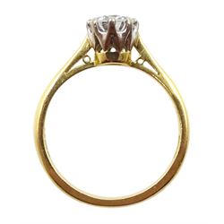 18ct gold single stone round brilliant cut diamond ring, London 1979, diamond approx 0.70 carat