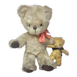 Lefray teddy bear, together with a smaller play worn teddy bear, tallest H53cm