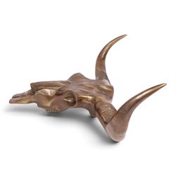 cast metal buffalo skull and horns, H54cm