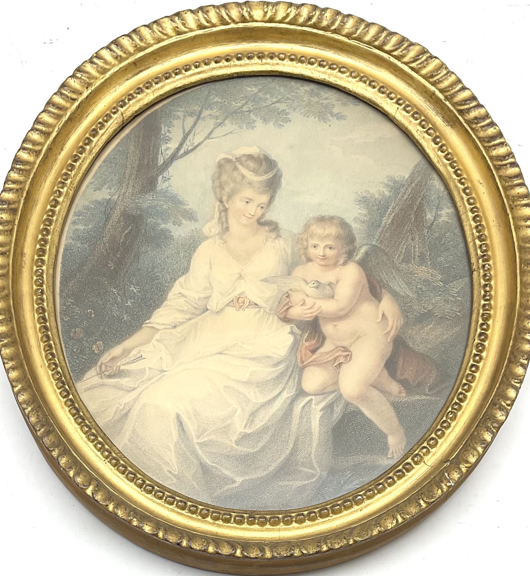 Thomas Cheesman (British 1760-1834) after Angelica Kauffmann (Swiss 1741-1807): 'Lady Charlotte Compton - Marchioness Townshend  with her son George Townshend', oval engraving 32cm x 26cm