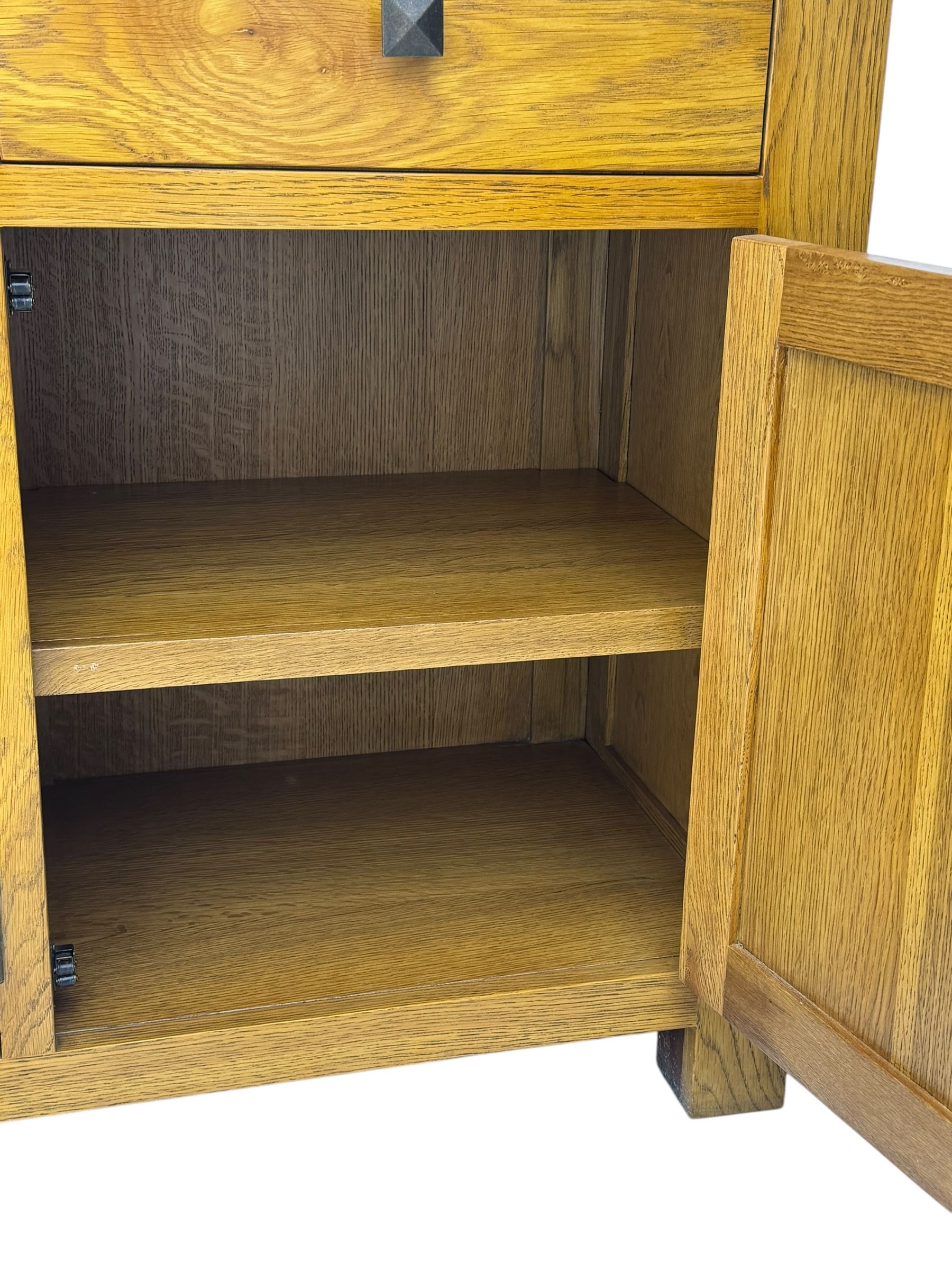 Oak Furnitureland, golden oak sideboard. Three single draws, three cupboard doors with single shelf