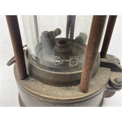 Miners Lamp The Protector, Eccles no 3533, with engraved plaque, H26cm