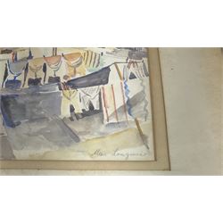 Alan Longmuir (British exh.1933-1960): 'Washing Day', watercolour signed, inscribed and dated 1932 verso 35cm x 25cm