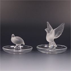 Lalique - Thalie Dove ring dish and Grouse ring dish, H10cm