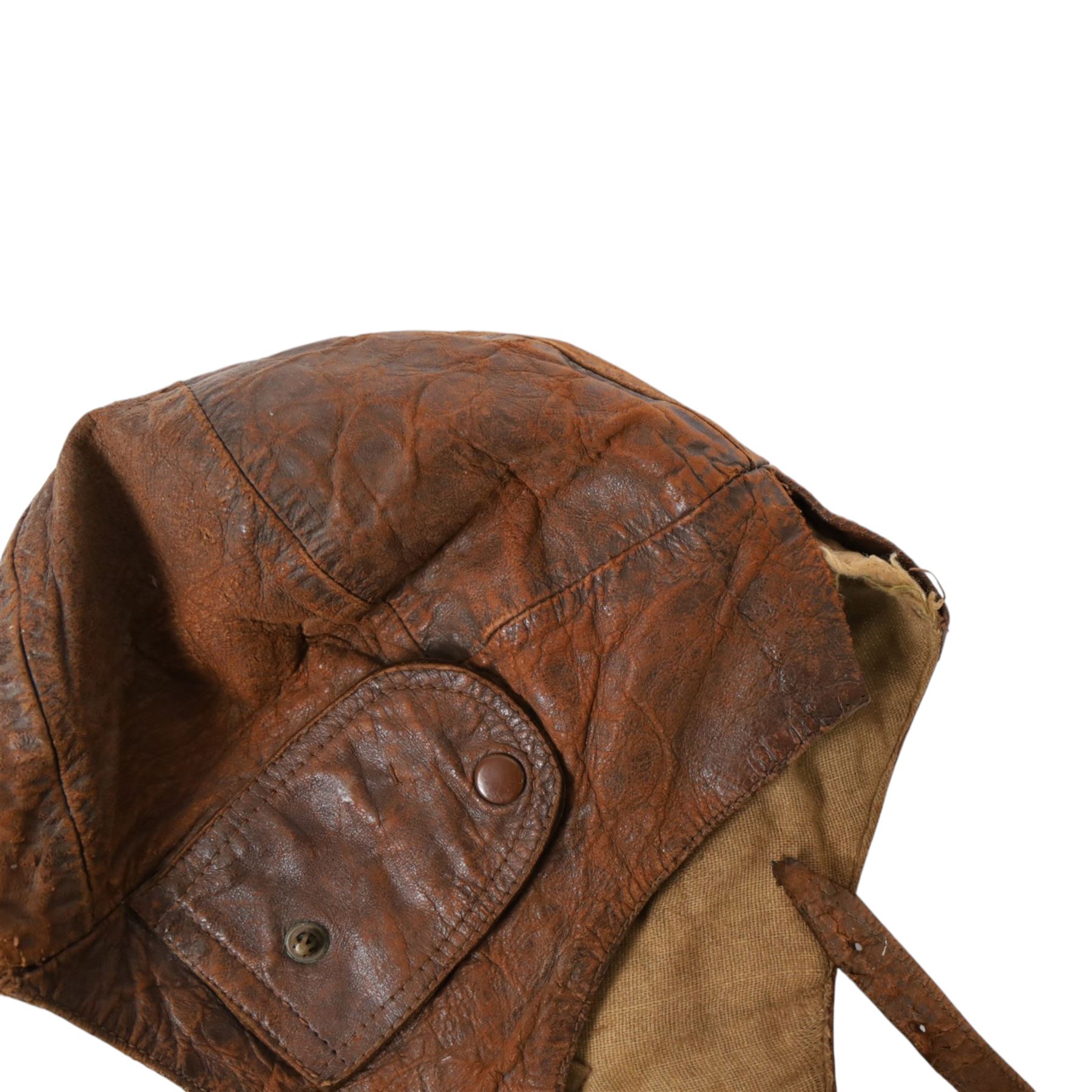 WWI observer's leather flight cap 