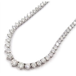  18ct white gold graduating diamond necklace of approx 13 carat total stamped 18K750  