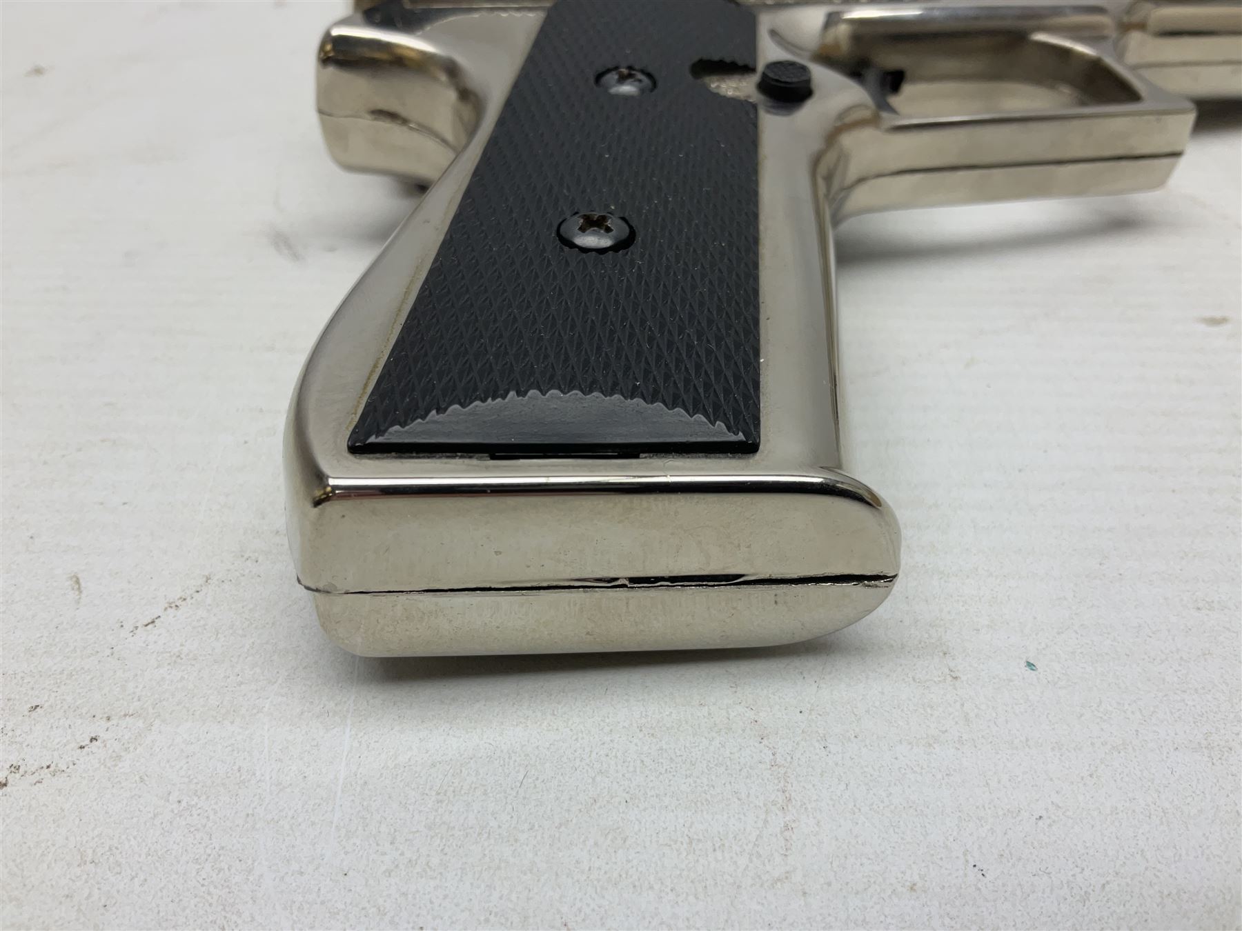 G-10 .177 20-shot BB Repeater air pistol with deluxe nickel plated finish; boxed with instructions