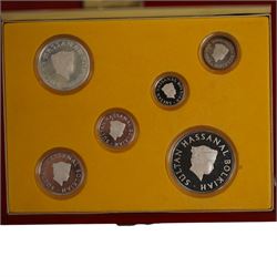 Brunei 1991 silver proof six coin set, one dollar to one sen, minted by The Singapore Mint, cased with certificate
