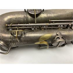 Early 20th century Elkhart Pan American C-Melody saxophone, Patd. Sept.14 1915, no.1153489, serial no.P27678; in fitted hard carrying case with crook