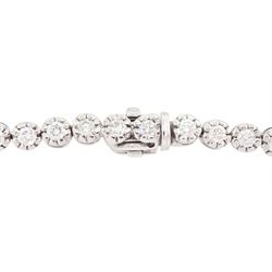 18ct white gold diamond bracelet, forty-eight round brilliant cut diamonds, in a bead setting, stamped 750, total diamond weight approx 2.50 carat