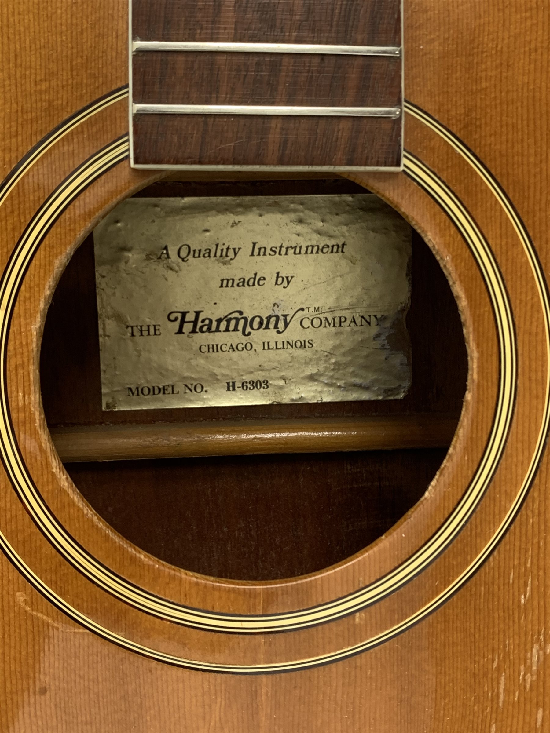 Harmony H-6303 Sovereign acoustic guitar, spruce top, mahogany body, in carrying case