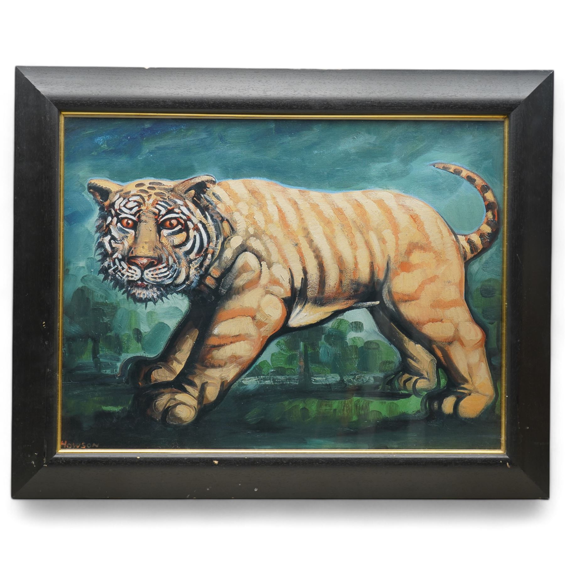 After Peter Howson (Scottish 1958-): Tiger, colour print in ebonised frame 53cm x 69cm