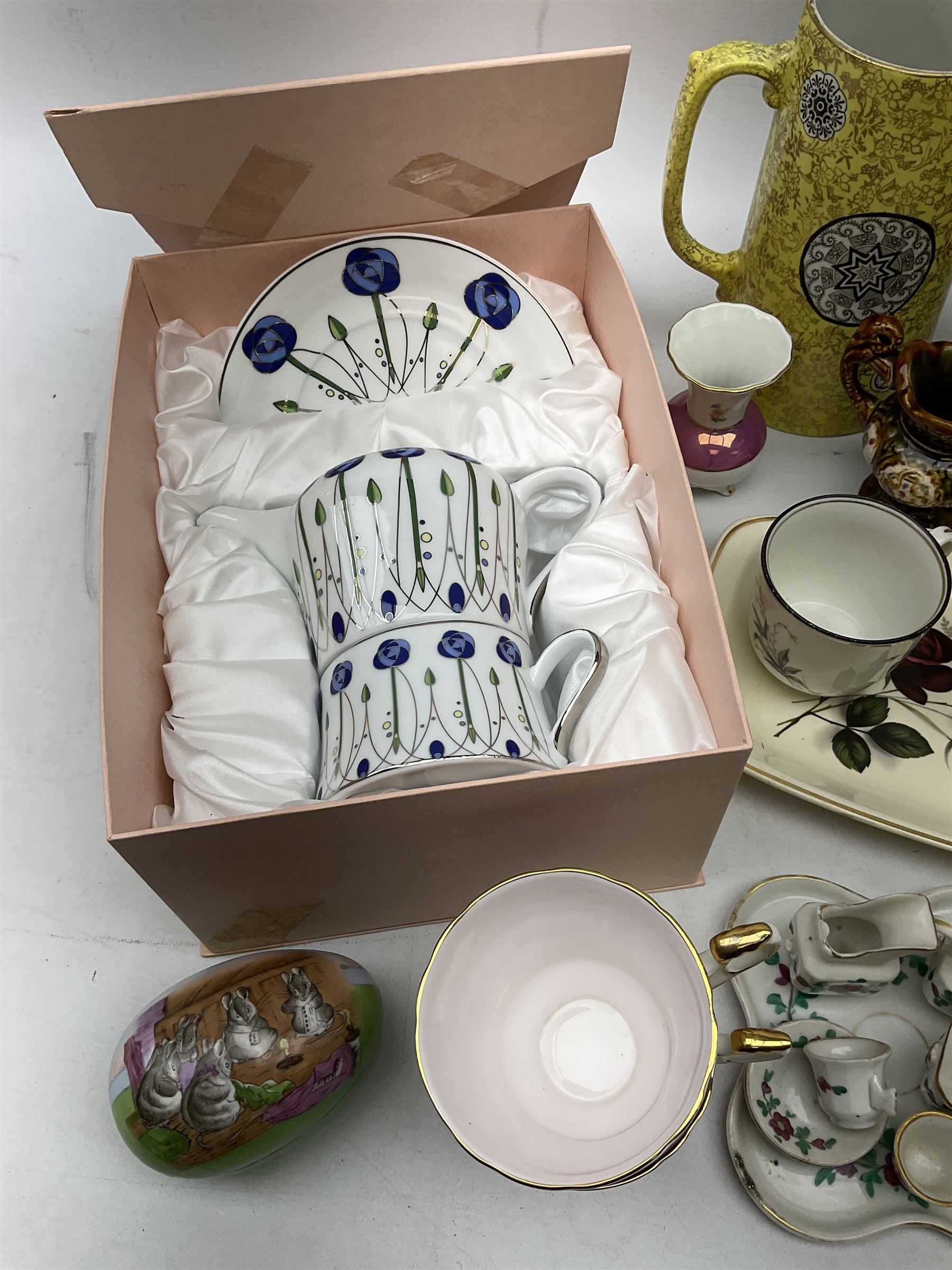 Sylvac Hyacinth vase model no 2456, a boxed tea set for one from the