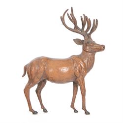 20th century leather stag, H33cm