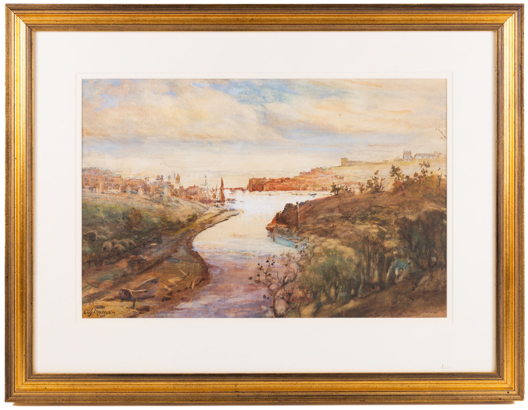 Alfred George Morgan (British 1848-1930): View Over Whitby and Dockyard, two watercolours signed, 34cm x 52cm and 23cm x 33cm (2)