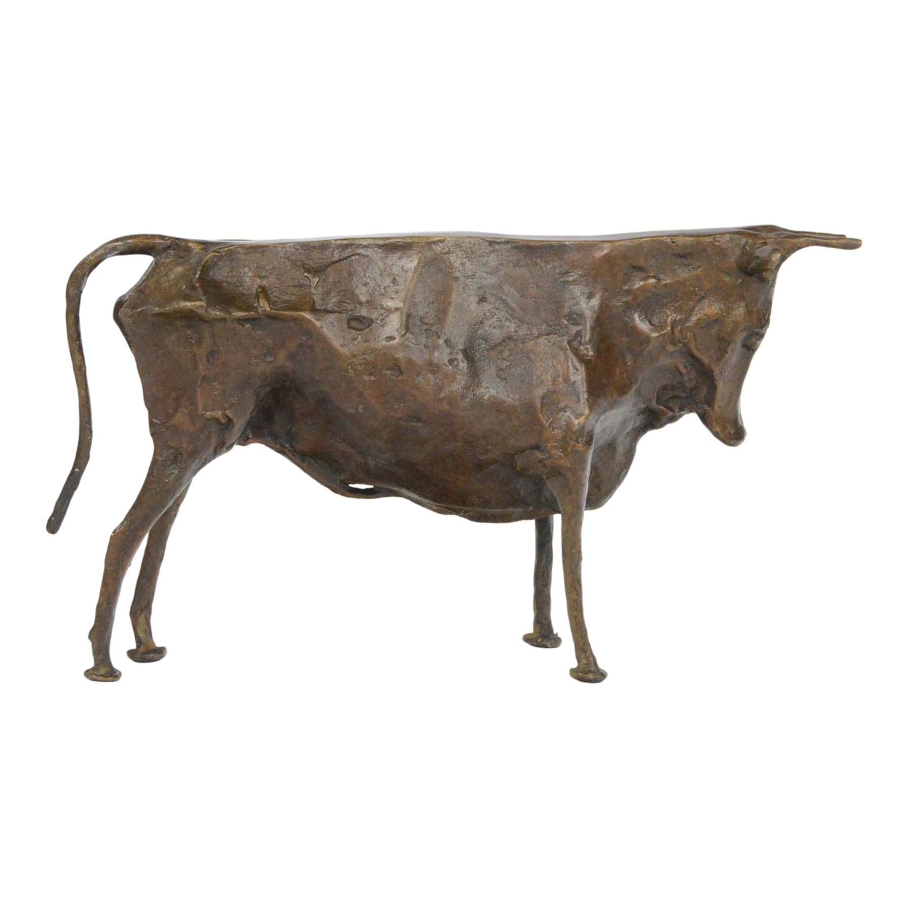 After Pablo Picasso (Spanish 1881-1973): bronze Andalusian bull, H14cm