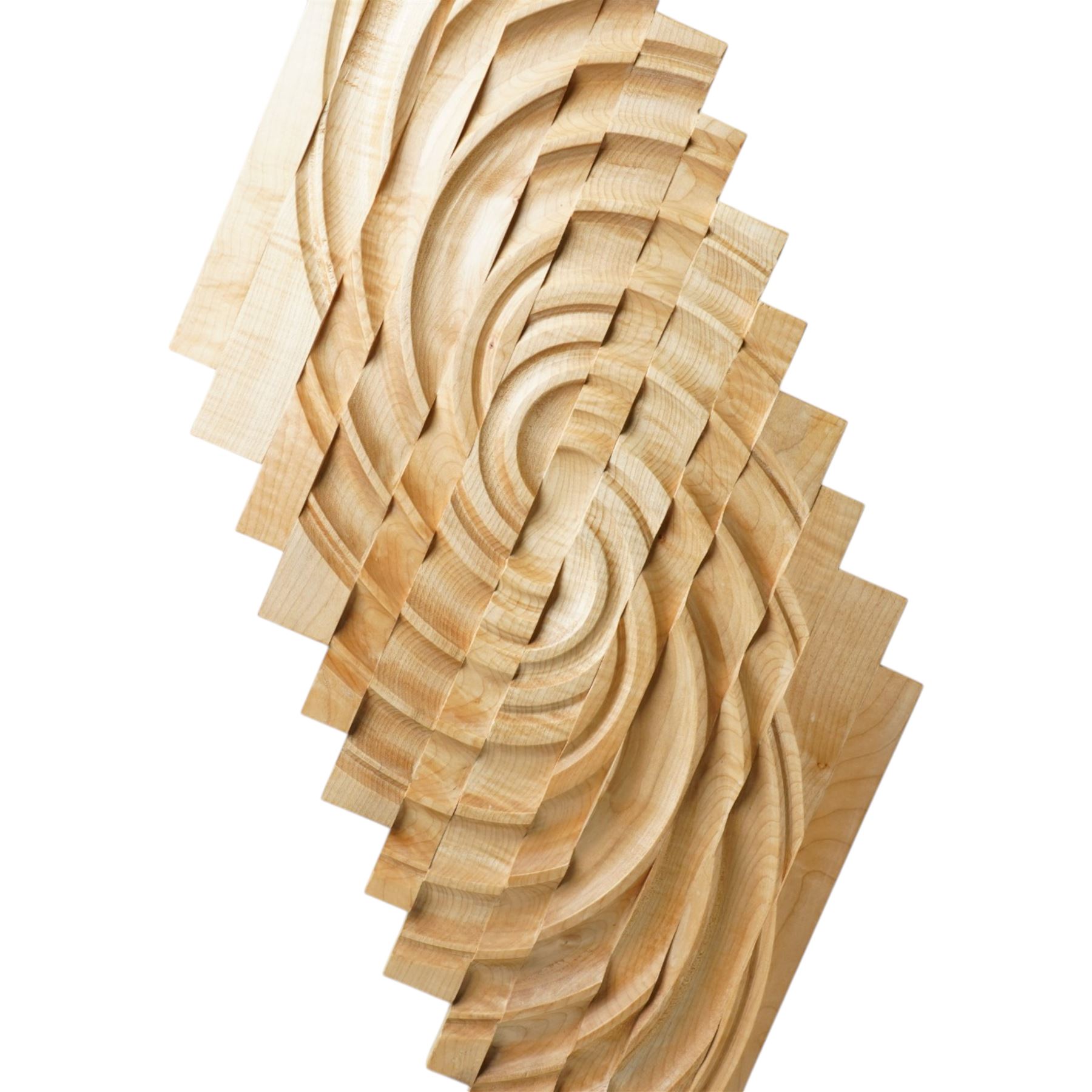 Chris Redfearn of Halifax - carved sycamore and laburnum wood sculpture, of staggered contemporary form, signed to base, H114cm