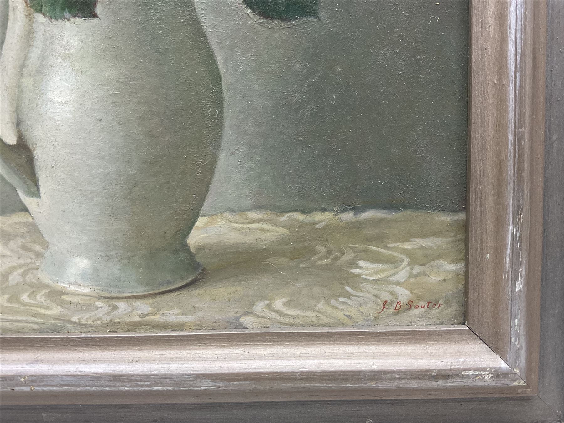 John Bulloch Souter (Scottish 1890-1972): Still Life of Pink Roses in a Vase, oil on board signed 40cm x 29cm