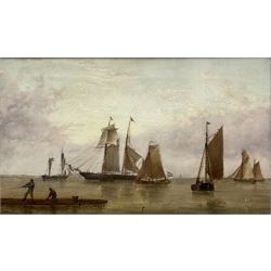 Henry Redmore (British 1820-1887): Sailing Vessels in a Calm Estuary, oil on canvas signed and dated 1864, 29cm x 49cm