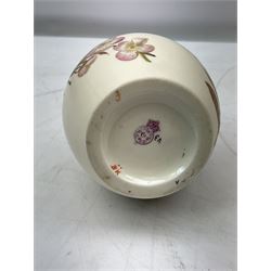 Late 19th century Royal Worcester blush ivory ewer decorated with floral sprays and gilt, with angled bamboo handle, artist monogram BK and printed mark for 1889 beneath, H17cm
