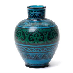 Sevres vase, decorated stylised patterns including fish and rope, designed by L Bourgeot, ...