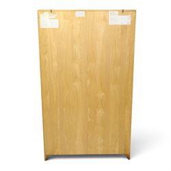 Ercol - contemporary oak 'Bosco' display cabinet, fitted with two shelves enclosed by glazed doors, over two cupboard doors, raised on stile feet