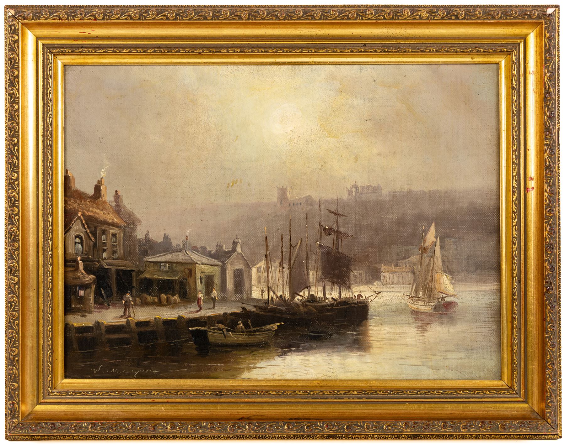 Walter Linsley Meegan (British c1860-1944): Scarborough and Whitby Harbours, pair oils on canvas signed 24cm x 34cm (2)