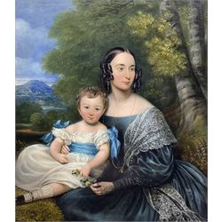 C D Langley (British mid 19th century): Portrait of Mother and Child, oil on canvas signed and dated 1841, 34cm x 28cm