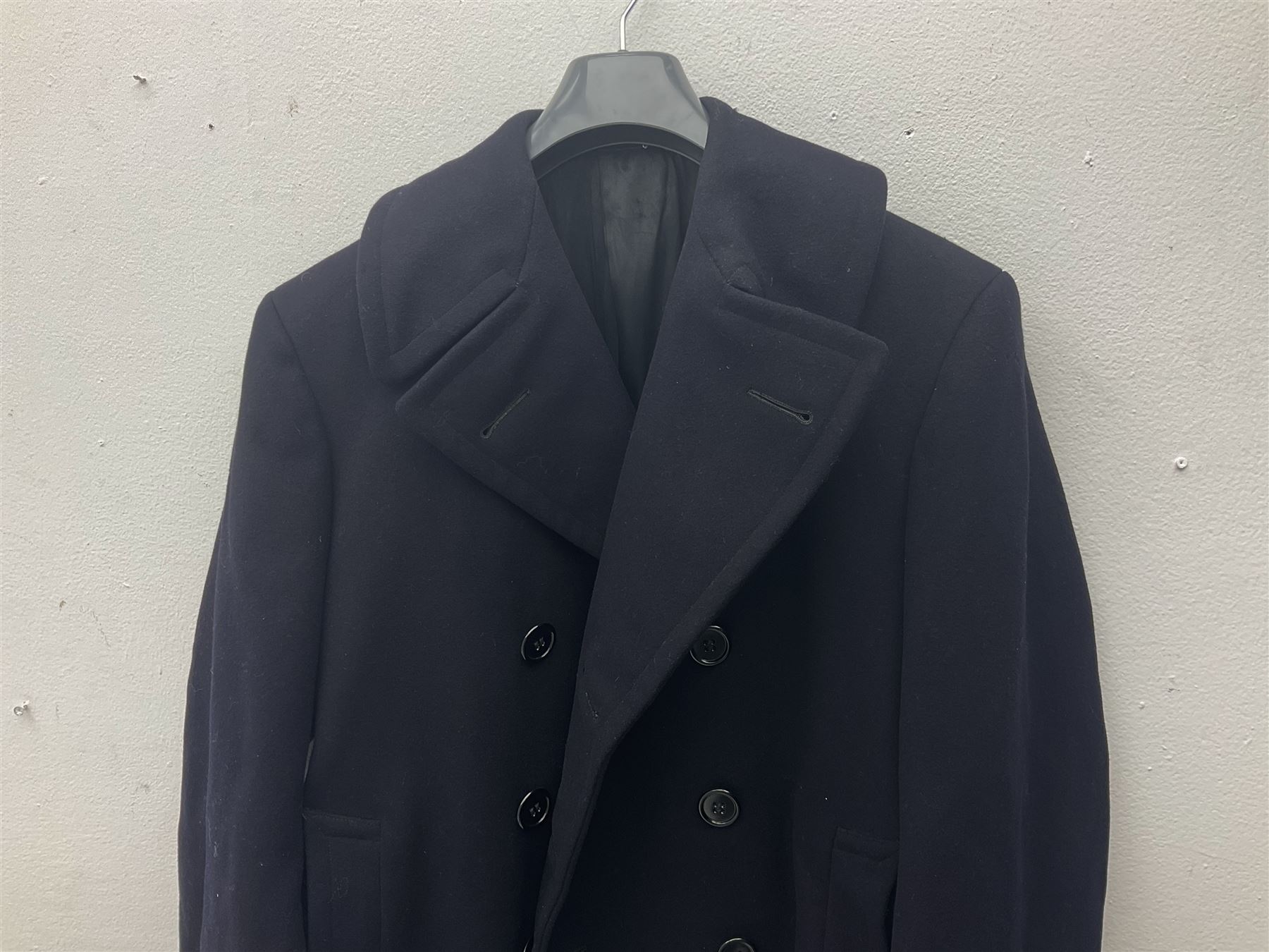 WW2 French Naval Officer's greatcoat; bears label 'Hirsch Tyler Company Uniforms 10th & Berks Sts Philadelphia Penna.'