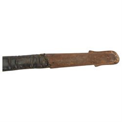 Victorian artillery officer's sword by Henry Wilkinson Pall Mall London, with 89cm steel blade, wirebound fishskin grip, chequered backstrap and stepped domed pommel, in brown leather scabbard, overall L104cm